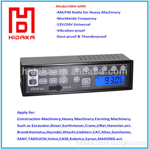 2015 Multiband mp3 player radio Newest excavator, kart, tractor, truck,loader,grader Car radio with car usb adapter mp3 aux
